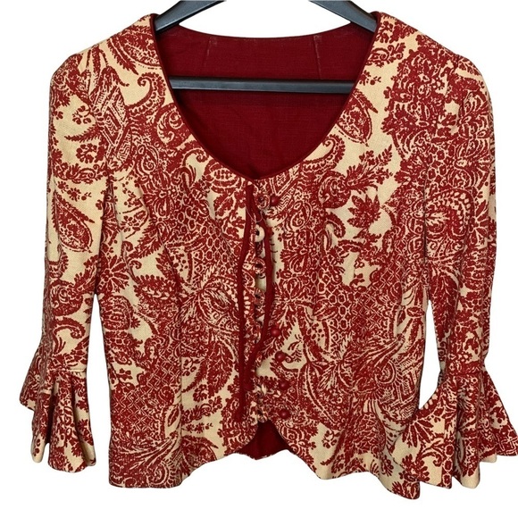 Vintage Blazer Sue Brett 1970’s Top Jacket Ruffle Flare Bell Sleeve - Picture 1 of 6